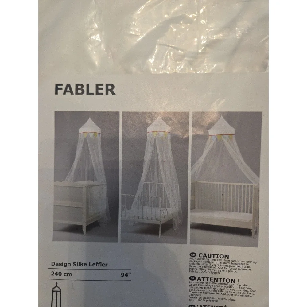 Ikea Fabler Bed Crib Canopy Silke Leffler White Multi Pendants 94